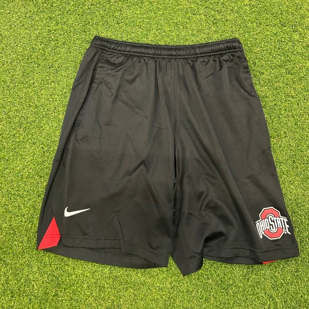 Nike Ohio State Buckeyes Dri-FIT Athletic Shorts Mens Medium Black Red Training